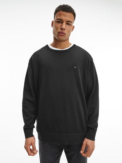 Calvin Klein Ruhák HU120238 | Calvin Klein Plus Size Organic Cotton Silk Férfi Pulóver Fekete